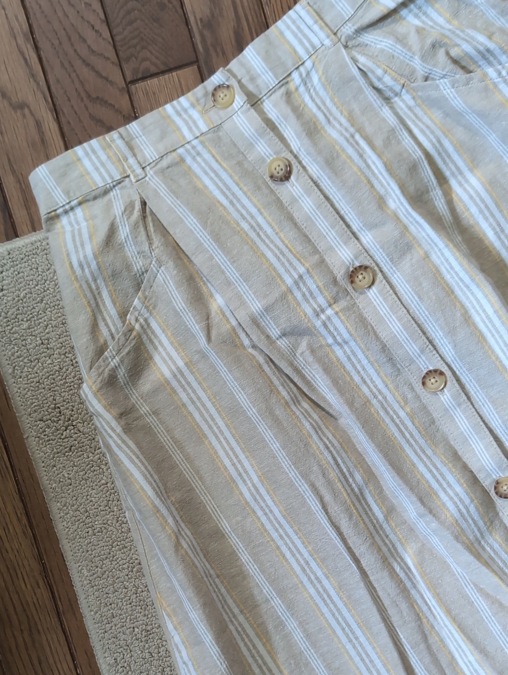 Bundle 2 St. John’s Bay Button-Front A-Line Skirt Duo in Navy and Cream Stripe - Picture 4 of 6